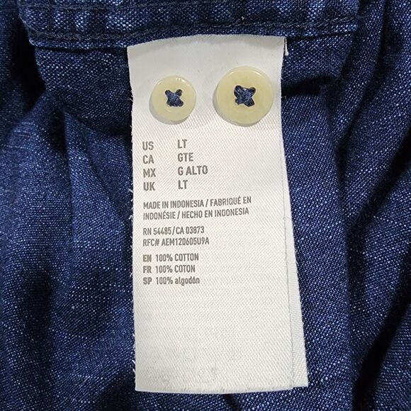 AEO Men’s Premium Indigo Classic Fit Denim Shirt Large - Picture 7 of 7